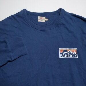 Faherty Long Sleeve T Shirt Tee Mens Large Blue Graphic